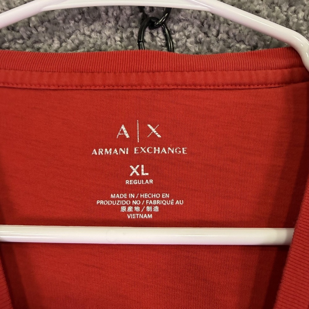 Armani Exchange Shirt Mens XL Red AX Logo Stripe Graphic Tee Crewneck Casual - Picture 5 of 9